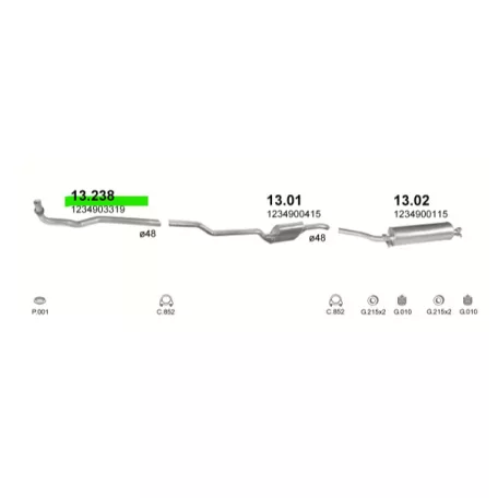 Polmo 13.238 – MERCEDES 300 T/W123 első kipufogó cső