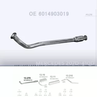   POLMO 13.270 - Kipufogó gyűjtő cső MERCEDES 207D 2.3 D, 2.4 D, 2.9 D, 3.0 D (1988-1991)