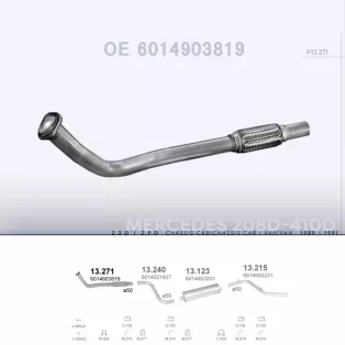   POLMO 13.271 - Kipufogó gyűjtő cső MERCEDES 308D 2.3 D, 2.9 D (1989-1991)