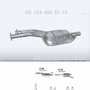   POLMO 13.29 - Kipufogó közép dob MERCEDES E200 - W124 2.0, 2.2 (1992-1995)