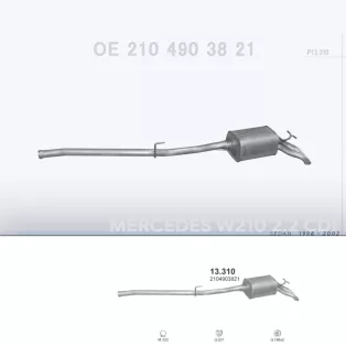   POLMO 13.310 - Kipufogó hátsó dob MERCEDES E200 - W210 2.2 CDi (1998-2002)