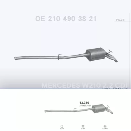 POLMO 13.310 - Kipufogó hátsó dob MERCEDES E200 - W210 2.2 CDi (1998-2002)