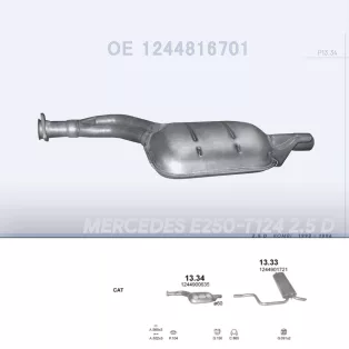   POLMO 13.34 - Kipufogó közép dob MERCEDES E250 - T124 2.5 D (1993-1996)