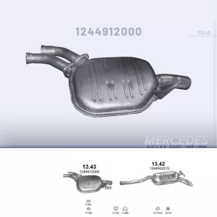   POLMO 13.43 - Kipufogó közép dob MERCEDES 320 - C124 3.0, 3.2 (1989-1996)