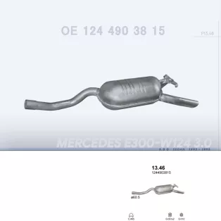   POLMO 13.46 - Kipufogó hátsó dob MERCEDES E300 - W124 3.0 D (1993-1995)