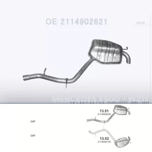   POLMO 13.51 - Kipufogó hátsó dob MERCEDES E240 - W211 1.8, 2.6, 3.2, 5.0 (2002-2009)