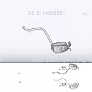   POLMO 13.52 - Kipufogó hátsó dob MERCEDES E240 - W211 1.8, 2.6, 3.2, 5.0 (2002-2009)