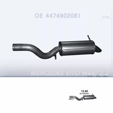 P13.60 - Kipufogó MERCEDES VITO (W447) 2.2 D (2014-2020)