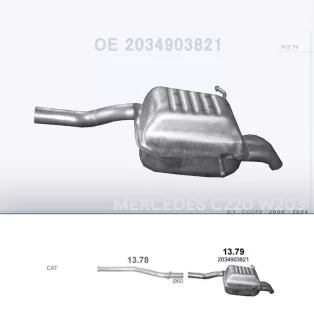   POLMO 13.79 - Kipufogó hátsó dob MERCEDES C220 - CL203 2.1 (2000-2004)