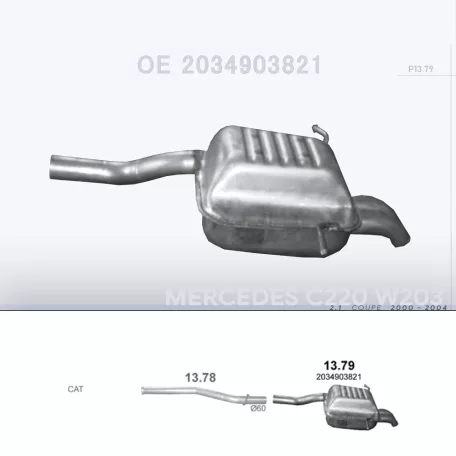 POLMO 13.79 - Kipufogó hátsó dob MERCEDES C220 - CL203 2.1 (2000-2004)