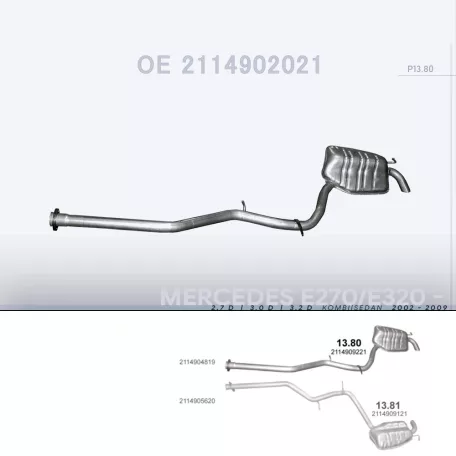 POLMO 13.80 - Kipufogó hátsó dob MERCEDES E280 - W211 2.7 D, 3.0 D, 3.2 D (2002-2009)