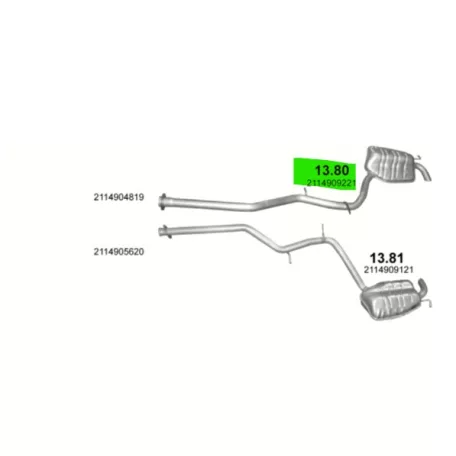 POLMO 13.80 - Kipufogó hátsó dob MERCEDES E280 - W211 2.7 D, 3.0 D, 3.2 D (2002-2009)