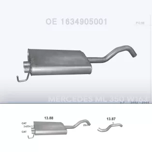   POLMO 13.88 - Kipufogó hátsó dob MERCEDES ML350 - W163 3.7 (2002-2005)