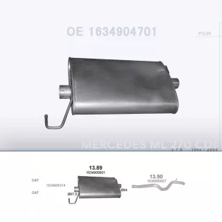   POLMO 13.89 - Kipufogó hátsó dob MERCEDES ML270 - W163 2.7 D (1999-2005)
