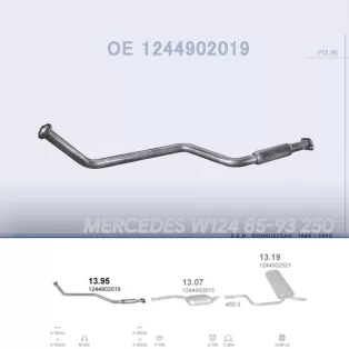   POLMO 13.95 - Kipufogó első cső MERCEDES 250 - T124 2.5 D (1985-1993)