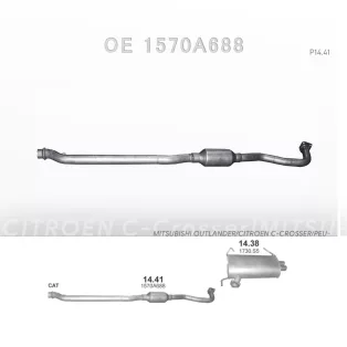   POLMO 14.41 - Kipufogó közép dob CITROEN C-Crosser 2.2 D (2007-2013)