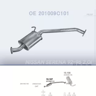   POLMO 15.107 - Kipufogó közép dob NISSAN SERENA 2.0 (1992-1996)