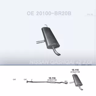   POLMO 15.115 - Kipufogó hátsó dob NISSAN QASHQAI 2.0 (2008-2014)