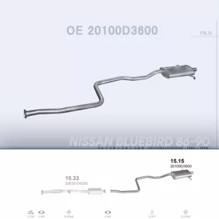   POLMO 15.15 - Kipufogó hátsó dob NISSAN BLUEBIRD 1.6, 1.8, 2.0, 2.0 D (1986-1990)