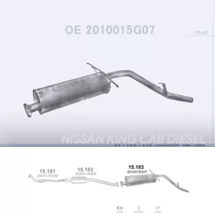   POLMO 15.183 - Kipufogó hátsó dob NISSAN KING CAB 2.4, 2.5 D, 2.7 D (1987-)