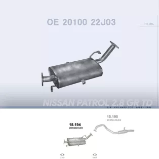   POLMO 15.194 - Kipufogó közép dob NISSAN PATROL 2.8 (1988-1991)