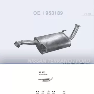   POLMO 15.203 - Kipufogó közép dob FORD MAVERICK 2.4 (1993-1999)