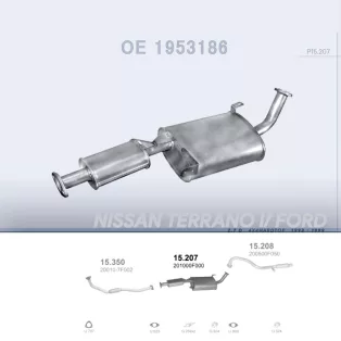   POLMO 15.207 - Kipufogó közép dob NISSAN TERRANO 2.7 D (1993-1999)