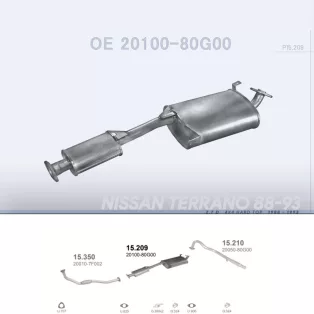   POLMO 15.209 - Kipufogó közép dob NISSAN TERRANO 2.7 D (1988-1993)