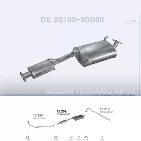 POLMO 15.209 - Kipufogó közép dob NISSAN TERRANO 2.7 D (1988-1993)