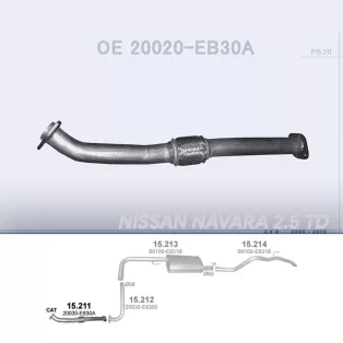   POLMO 15.211 - Kipufogó gyűjtő cső NISSAN NAVARA 2.5 D (2005-2010)