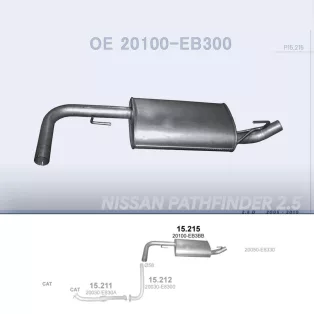   POLMO 15.215 - Kipufogó hátsó dob NISSAN PATHFINDER 2.5 D (2005-2010)