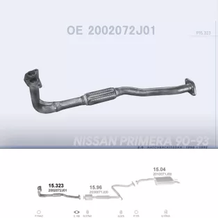   POLMO 15.323 - Kipufogó gyűjtő cső NISSAN PRIMERA 2.0 (1990-1992)