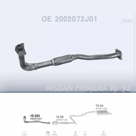 POLMO 15.323 - Kipufogó gyűjtő cső NISSAN PRIMERA 2.0 (1990-1992)