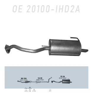   POLMO 15.34 - Kipufogó hátsó dob NISSAN MICRA 1.2 (2010-2016)