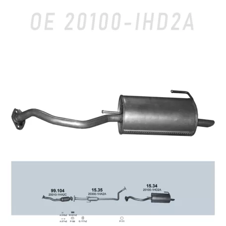 POLMO 15.34 - Kipufogó hátsó dob NISSAN MICRA 1.2 (2010-2016)