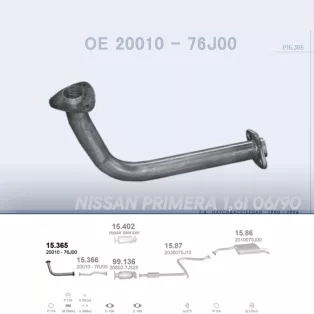   POLMO 15.365 - Kipufogó gyűjtő cső NISSAN PRIMERA 1.6 (1990-1996)