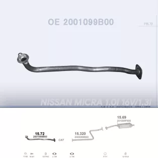   POLMO 15.72 - Kipufogó gyűjtő cső NISSAN MICRA 1.0, 1.3 (1993-1999)