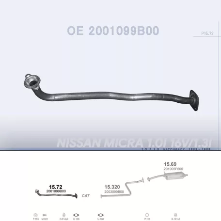 POLMO 15.72 - Kipufogó gyűjtő cső NISSAN MICRA 1.0, 1.3 (1993-1999)