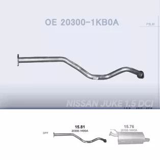   POLMO 15.81 - Kipufogó középső cső NISSAN JUKE 1.5 D (2010-2014)