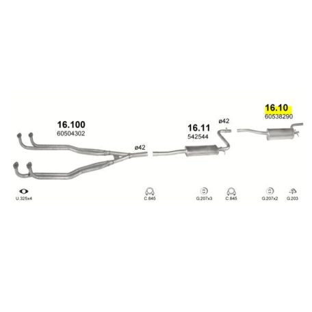 Polmo P16.10 ALFA ROMEO 33 kipufogó közép dob