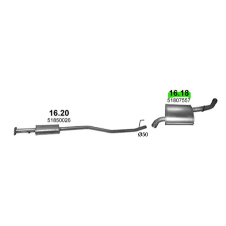 POLMO 16.18 - Kipufogó közép dob ALFA ROMEO GIULIETTA 1.4, 1.6 D (2010-2020)