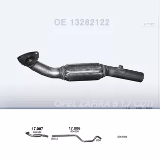   POLMO 17.007 - Kipufogó gyűjtő cső OPEL ZAFIRA 1.7 D (2007-2015)