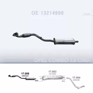POLMO 17.008 - Kipufogó első cső Opel Combo 1.6 CNG