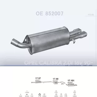   POLMO 17.101 - Kipufogó hátsó dob OPEL CALIBRA 2.0 (1988-1995)