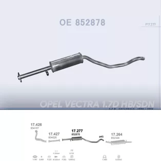   POLMO 17.277 - Kipufogó közép dob OPEL VECTRA 1.7 D (1988-1992)