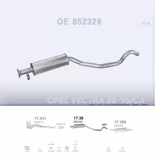   POLMO 17.38 - Kipufogó közép dob OPEL VECTRA 1.8, 2.0 (1988-1995)