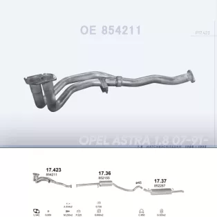   POLMO 17.423 - Kipufogó gyűjtő cső OPEL VECTRA 1.8 (1988-1995)