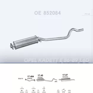  POLMO 17.45 - Kipufogó közép dob OPEL KADETT 1.6 D (1986-1989)