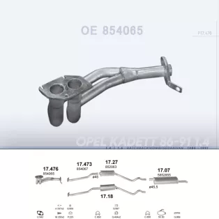   POLMO 17.476 - Kipufogó gyűjtő cső OPEL KADETT E 1.4, 1.6 (1985-1991)