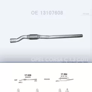   POLMO 17.529 - Kipufogó összekötő cső OPEL CORSA 1.3 D (2003-2010)